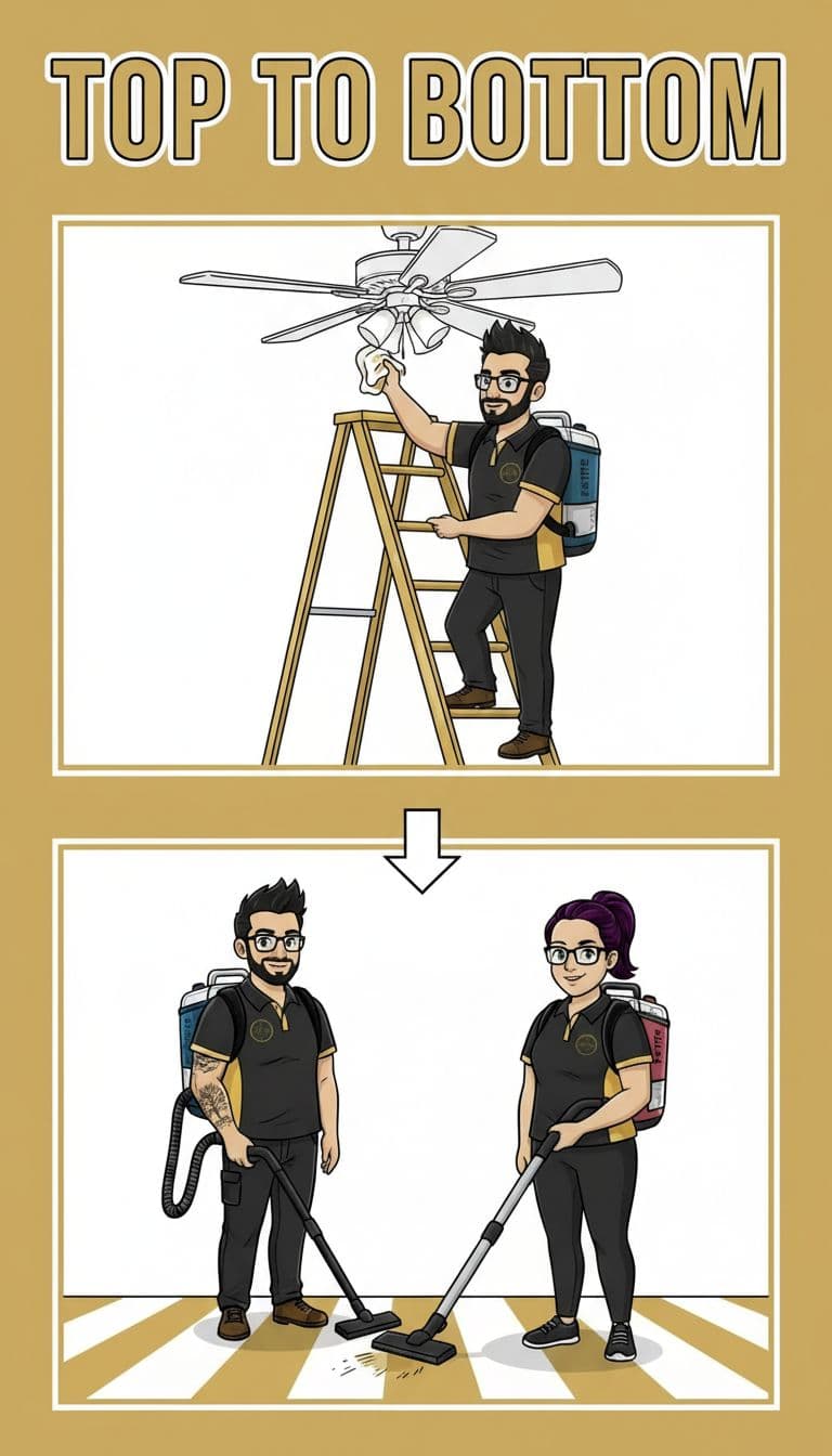 Luke and Nicole cleaning top to bottom
